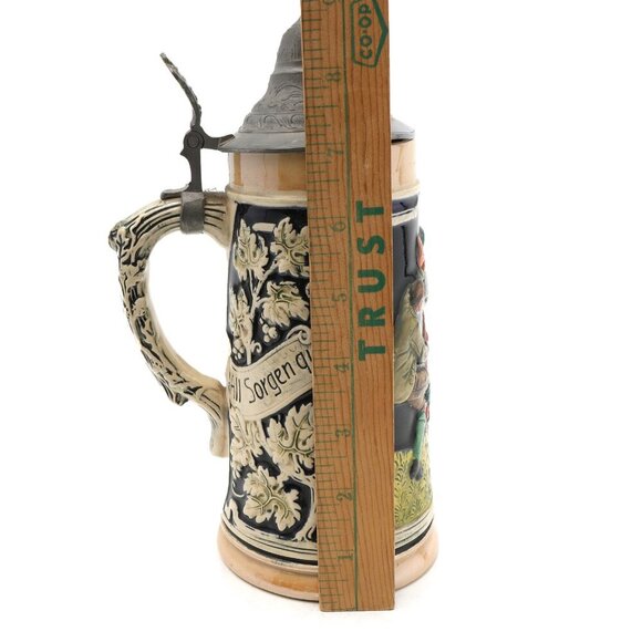 Vintage Western Germany Beer Stein Pewter Lid Stonewear Bavarian German Tavern - Picture 6 of 9